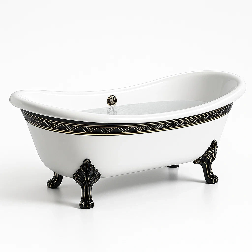 Freistehende Badewanne aus Acryl mit Verzierungen