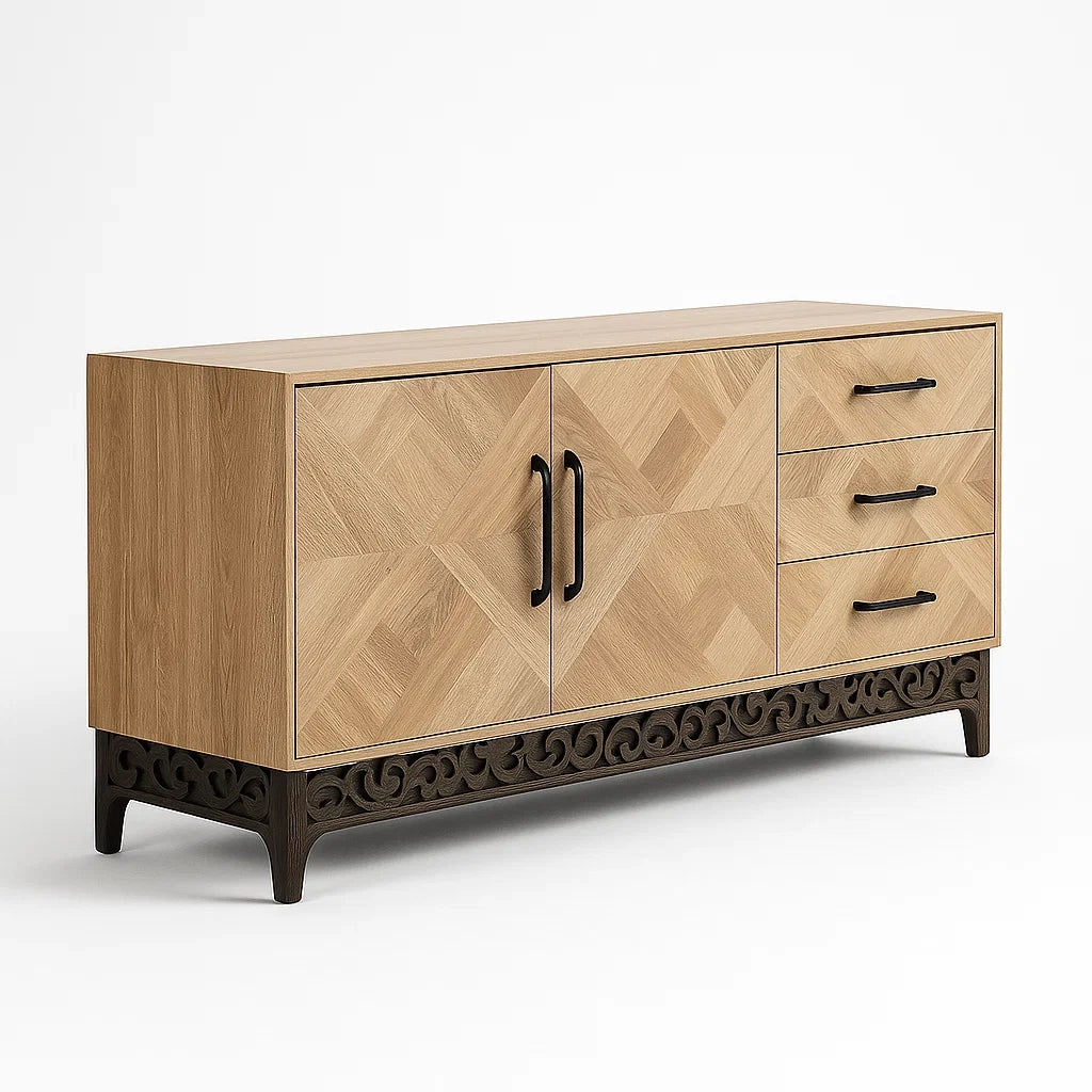 Sideboard Eichenfurnier Metall 150x40x75 cm