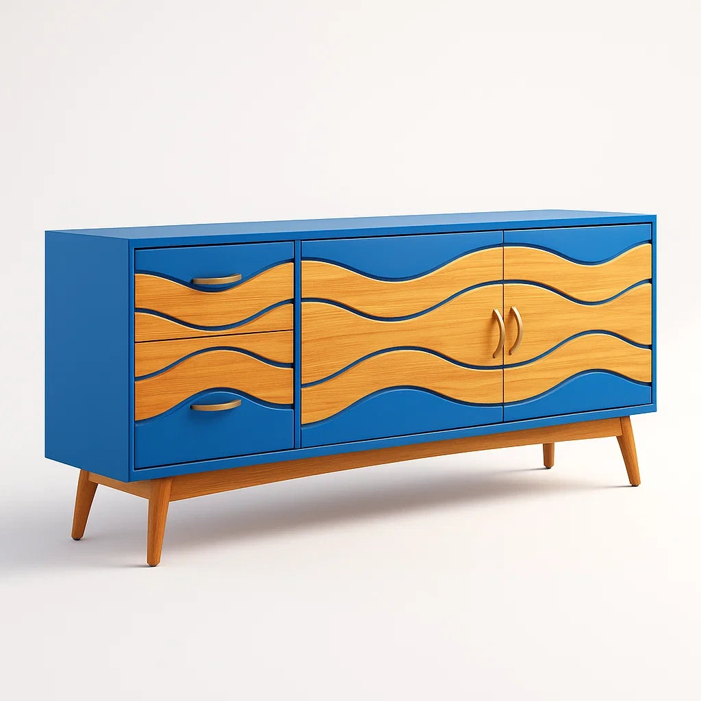 Sideboard Blau Holz MDF 150x40x80cm