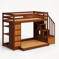 Holz Hochbett mit Stauraum und Treppe aus Massivholz Braun 200x90 cm
