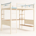 Holz-Etagenbett mit Schreibtisch Creme/Blau 200x90 cm