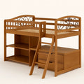 Hochbett aus Holz und Metall mit Regal und Schubladen Braun 200x90 cm