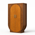 Schrank mit Holztüren und MDF-Paneelen, Braun/Orange, 180 cm Höhe