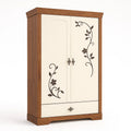 Garderobenschrank Holz Beige mit Blumenmuster
