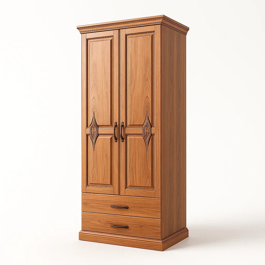 Kleiderschrank aus Holz mit 2 Türen und 2 Schubladen